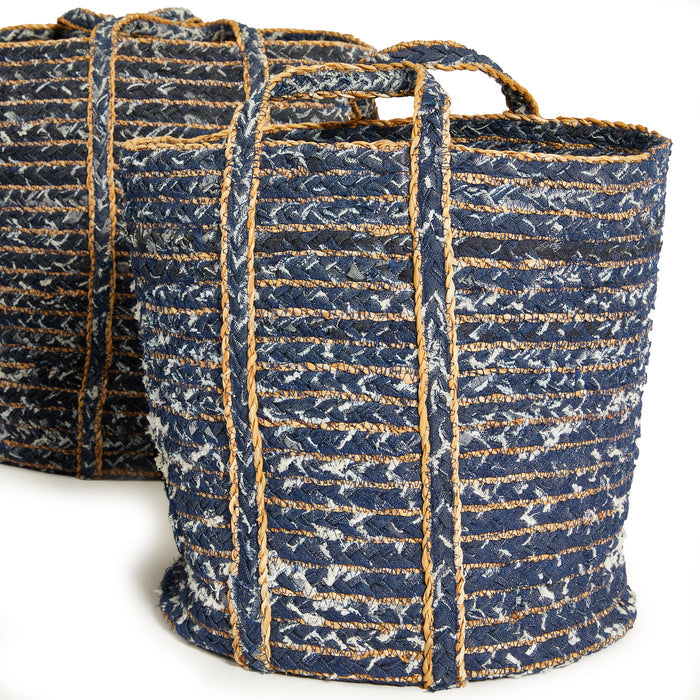 Denim Round Baskets, Set Of 3 - View 5