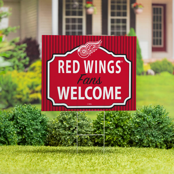 Detroit Red Wings Coroplast Yard Sign, "Fans Welcome"
