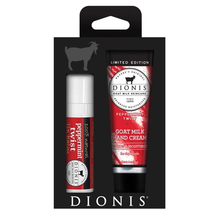 Dionis Goat Milk Hand Cream & Lip Balm Set - Peppermint Twist