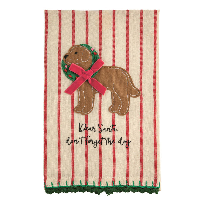Dog Christmas Applique Towel by Mud Pie
