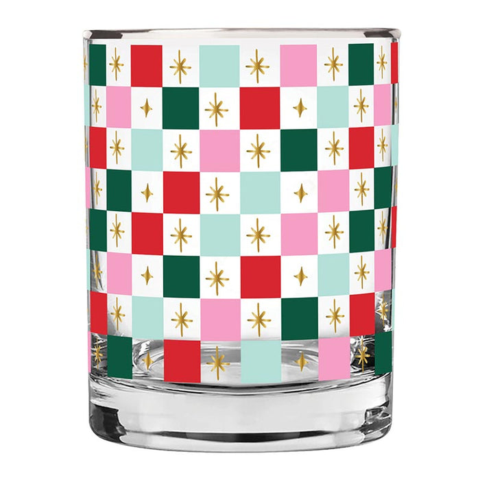 Double Old Fashioned Glass - Holiday Checkerboard - A. Dodson's