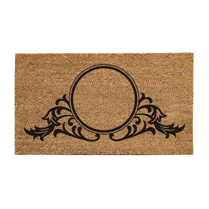 Elegant Circle Swirl Natural Coir Monogram Mat