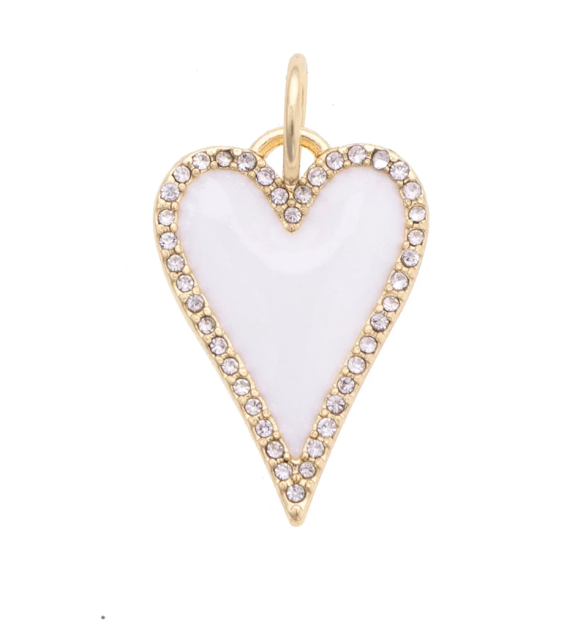 Elongated Heart White Charm by Canvas