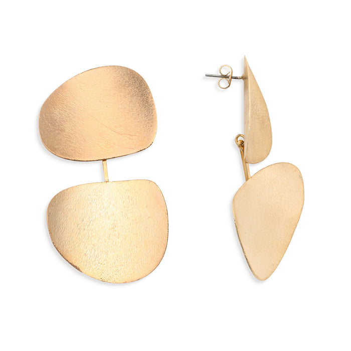Goldie Brushed Gold Drop Earring by Leslie Curtis Jewelry