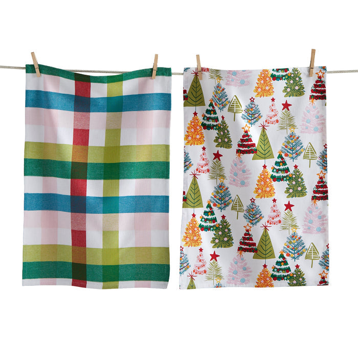Groovy Christmas Trees Dishtowel S/2