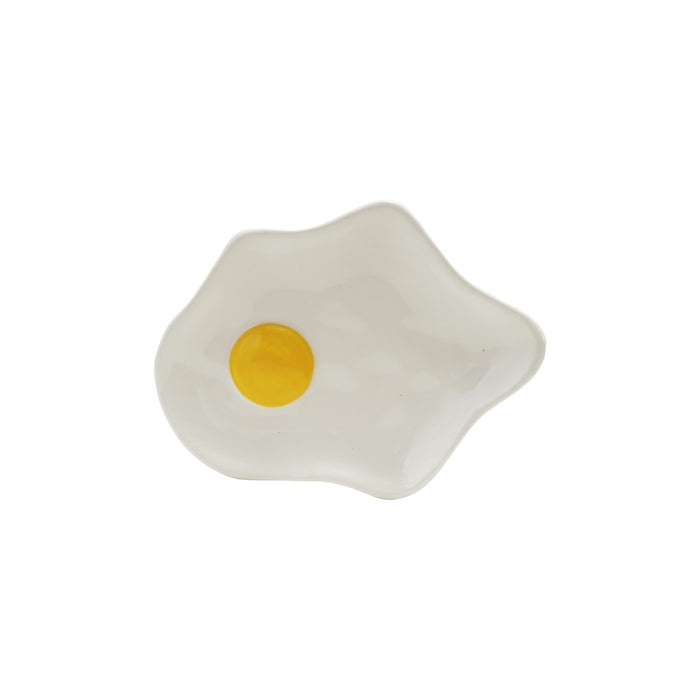 Hand-Painted Stoneware Egg Shaped Dish