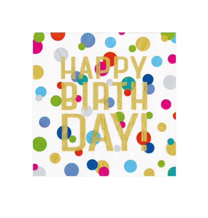 Happy Birthday Confetti Paper Cocktail Napkins - A. Dodson's
