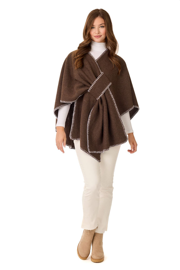 Hayword Blanket Stitch Poncho by Mud Pie