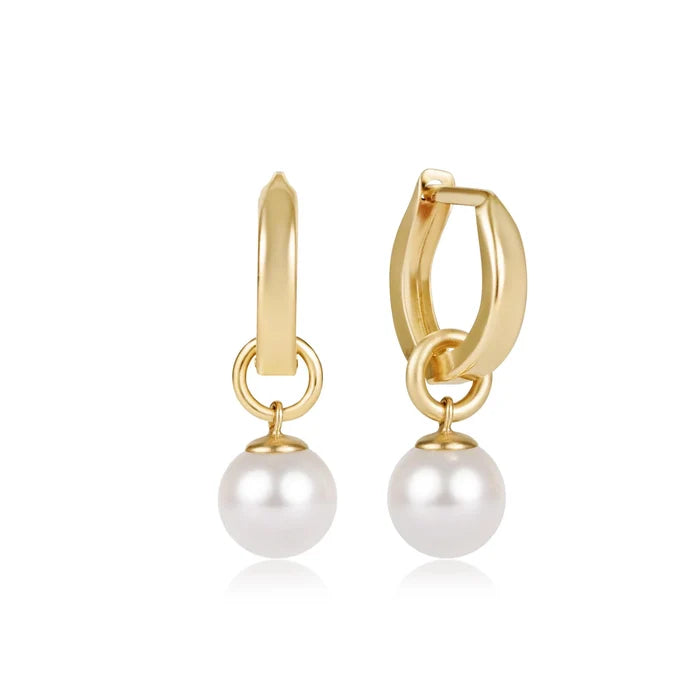 huggie gold 0.5" hoop - classic pearl 8mm charm by enewton by Enewton