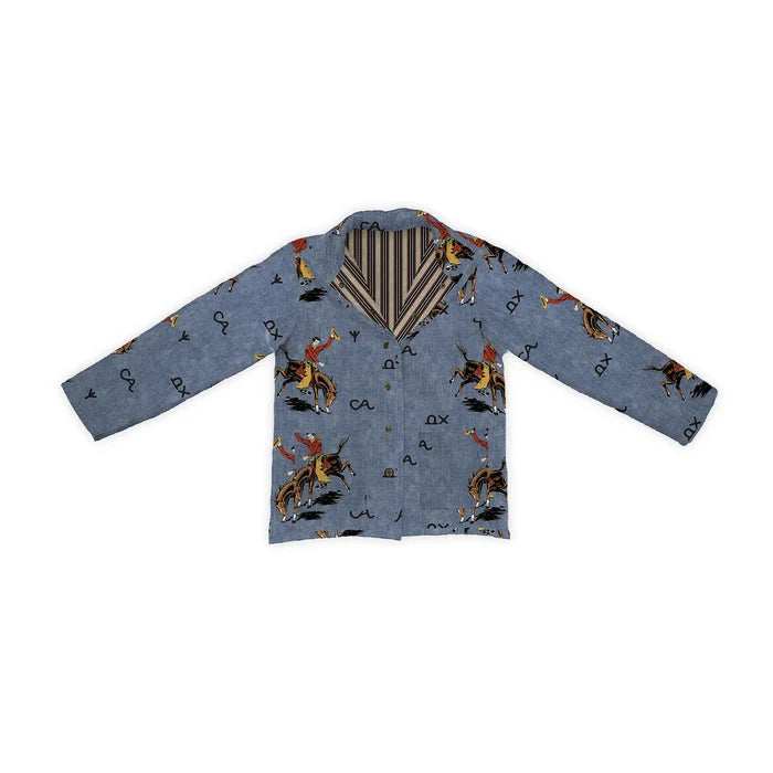 Ida Mae Lazy J Chambray Quilted Snap Jacket by Ida Mae Home