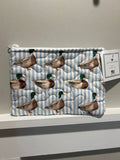 Ida Mae Mallory Ducks Icon Blue Quilted Small Makeup Bag by Ida Mae Home