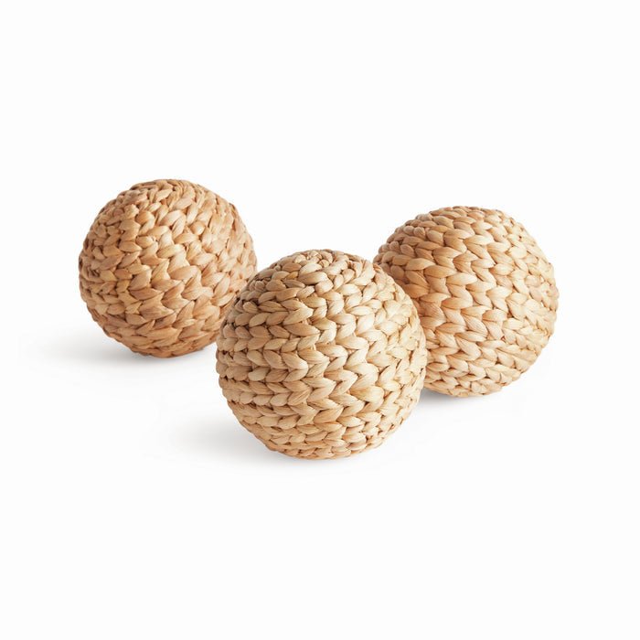 Jace Water Hyacinth Orbs 4.5", Set Of 3