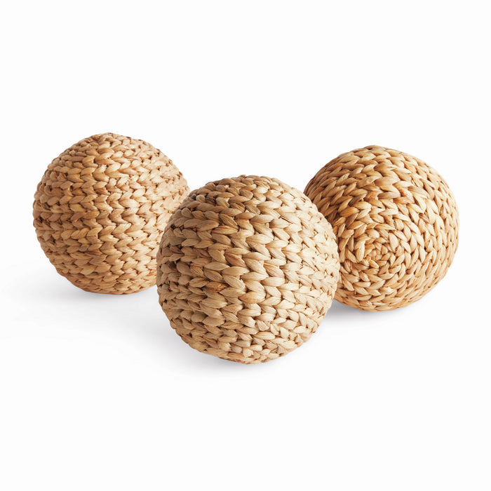 Jace Water Hyacinth Orbs 6.5", Set Of 3