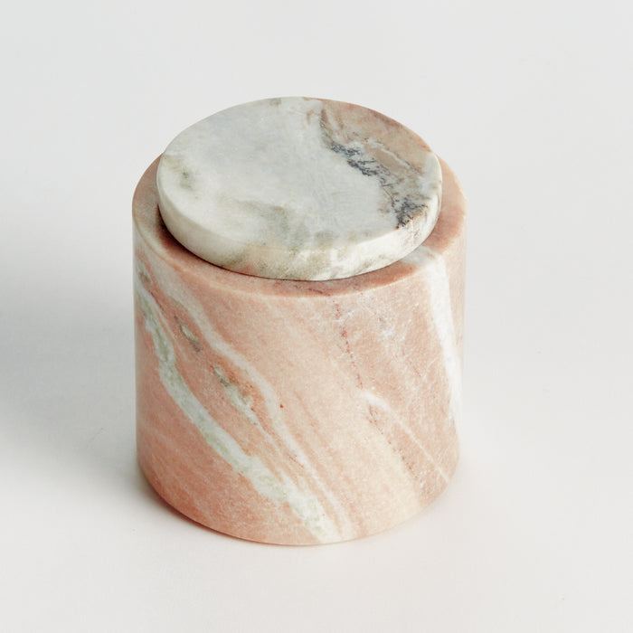 Jaqueline Marble Round Lidded Box Short - View 2