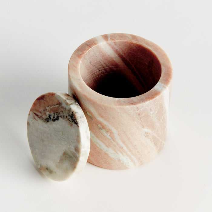 Jaqueline Marble Round Lidded Box Short - View 3