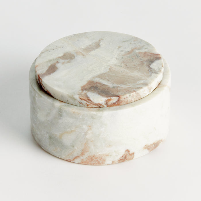 Jaqueline Marble Round Lidded Box Wide - View 2