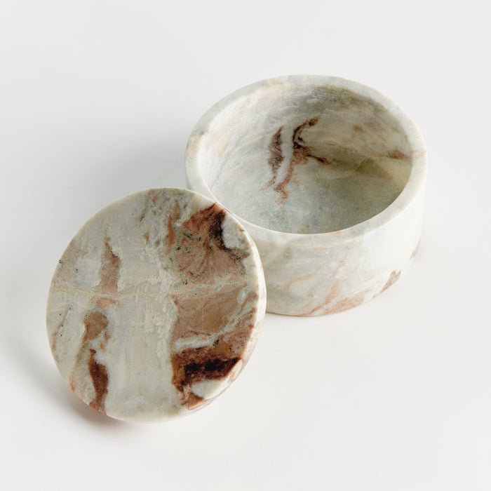Jaqueline Marble Round Lidded Box Wide - View 3