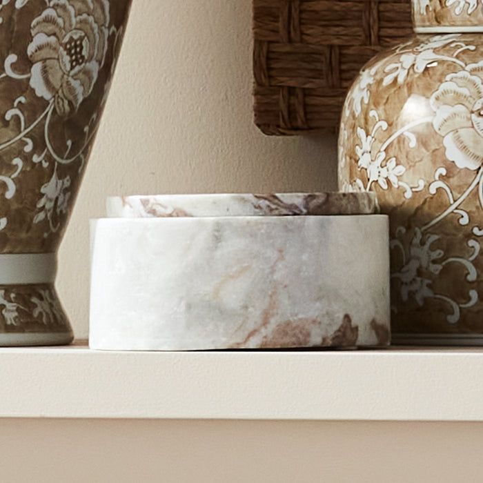 Jaqueline Marble Round Lidded Box Wide - View 4