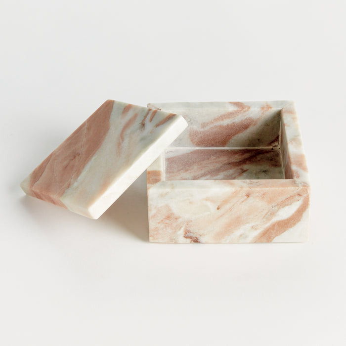 Jaqueline Marble Square Lidded Box Short - View 4