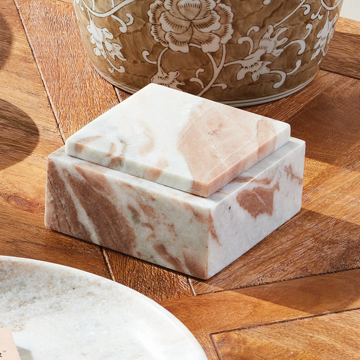 Jaqueline Marble Square Lidded Box Short - View 6