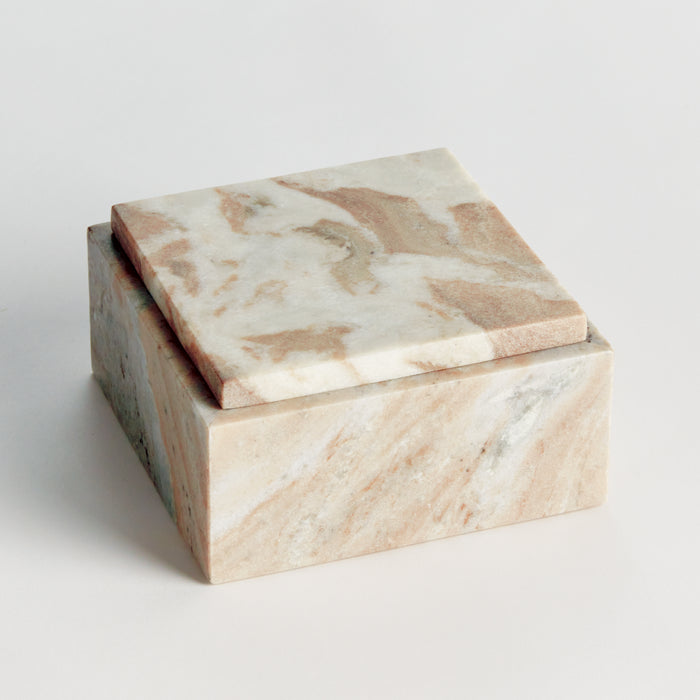 Jaqueline Marble Square Lidded Box Wide - View 3