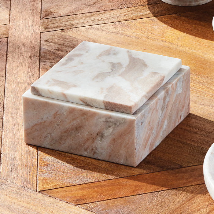 Jaqueline Marble Square Lidded Box Wide - View 5