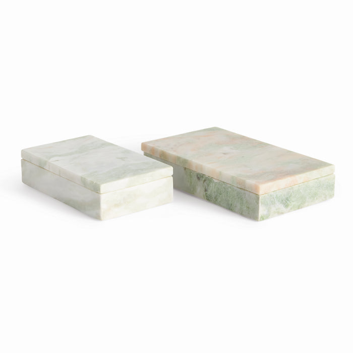 Johanna Marble Lidded Boxes, Set Of 2