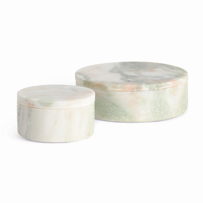 Johanna Marble Round Lidded Boxes, Set Of 2