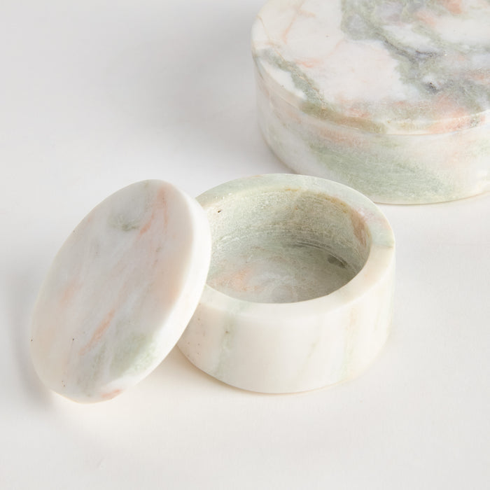 Johanna Marble Round Lidded Boxes, Set Of 2 - View 2