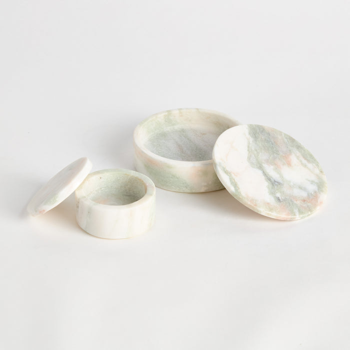 Johanna Marble Round Lidded Boxes, Set Of 2 - View 3