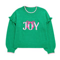 ASST/8 "JOY" RUFFLE SLEEVE RELAXED SWEATERS,GREEN