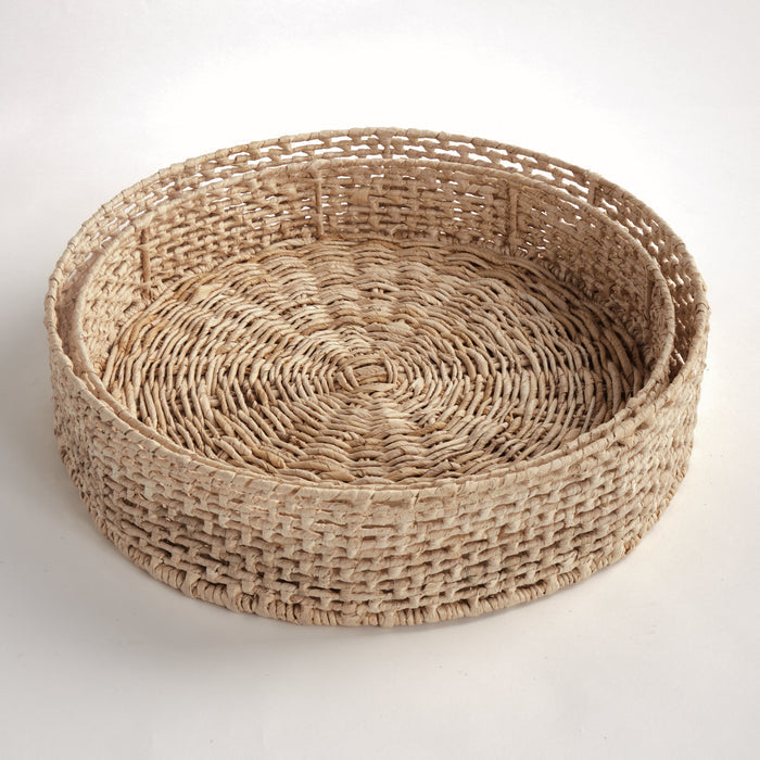 Juliet Abaca Round Trays, Set Of 2 - View 6