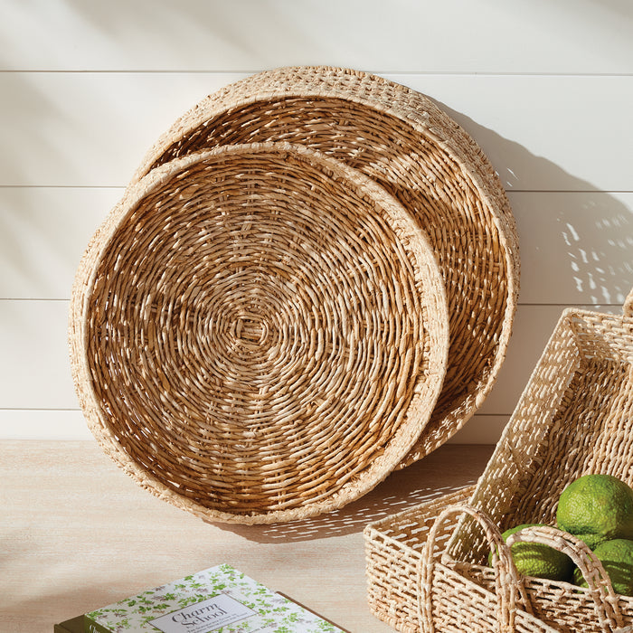 Juliet Abaca Round Trays, Set Of 2 - View 7