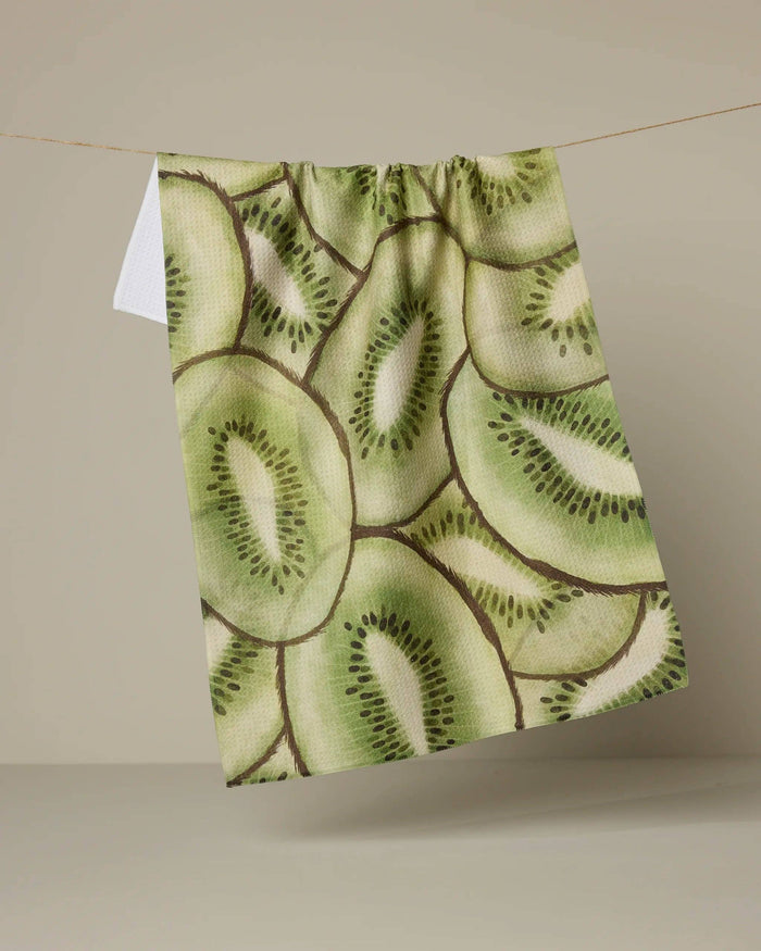 Kiwi Slices Tea Towel by Geometry