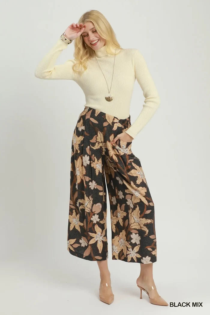 Livy Floral Dot Wide-Leg Pants