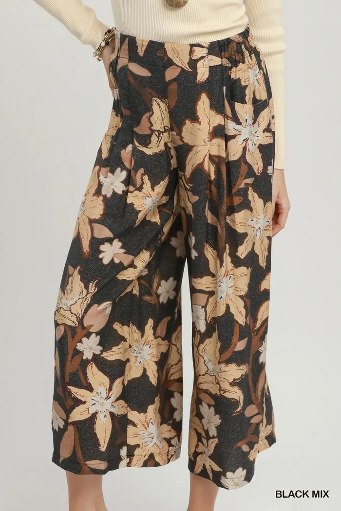 Livy Floral Dot Wide-Leg Pants