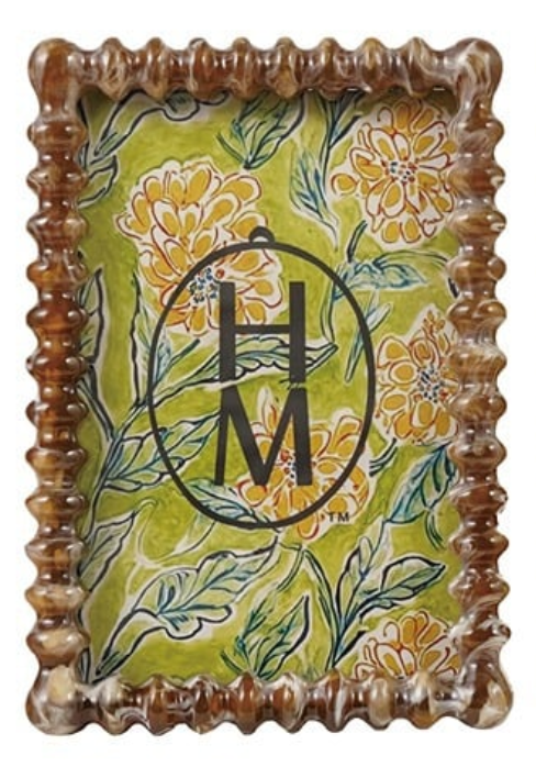 Marbled Resin & Glass Spindle Frame