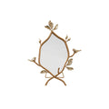MDF & Metal Twig Framed Standing Mirror with Birds & Leaves, Gold Finish