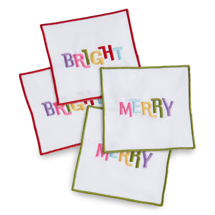 Merry & Bright Cotton Coaster S/4