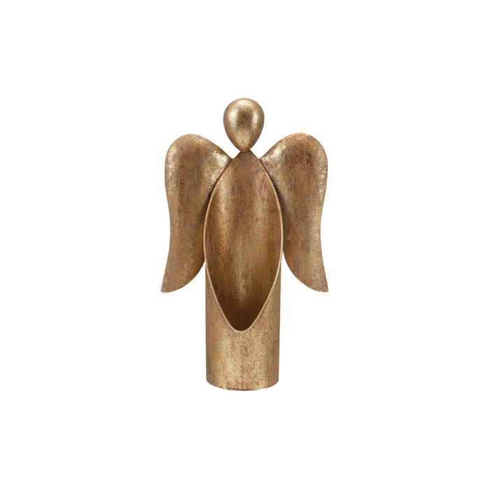 Metal Angel Container, Antique Gold Finish