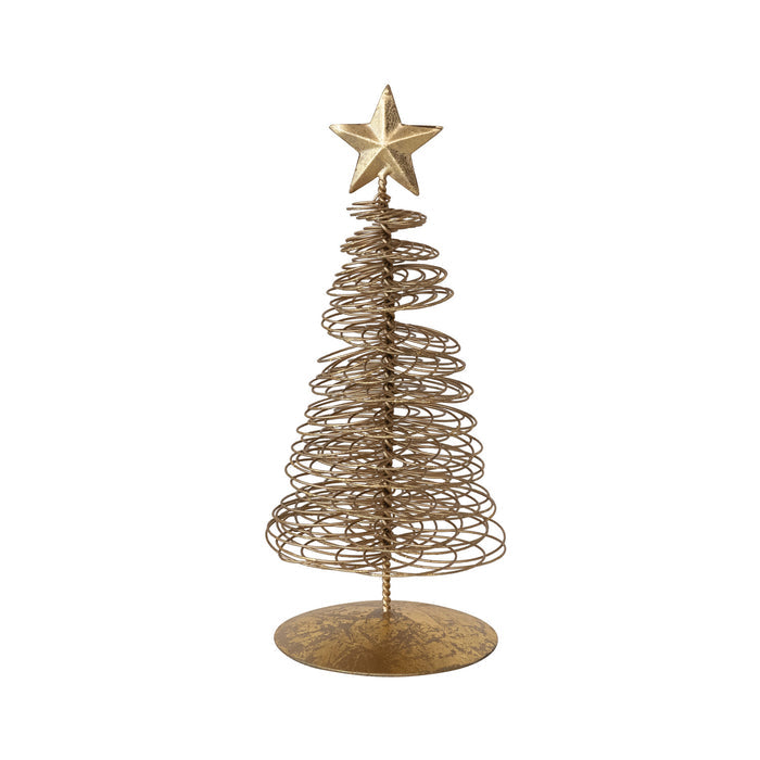 Metal Wire Christmas Tree with Star, Gold Finish