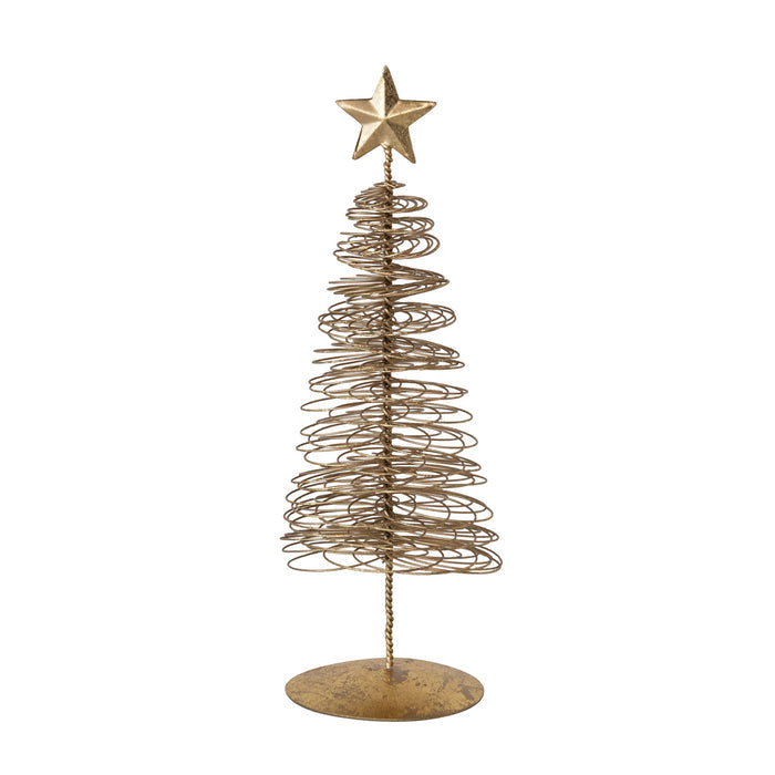 Metal Wire Christmas Tree with Star, Gold Finish