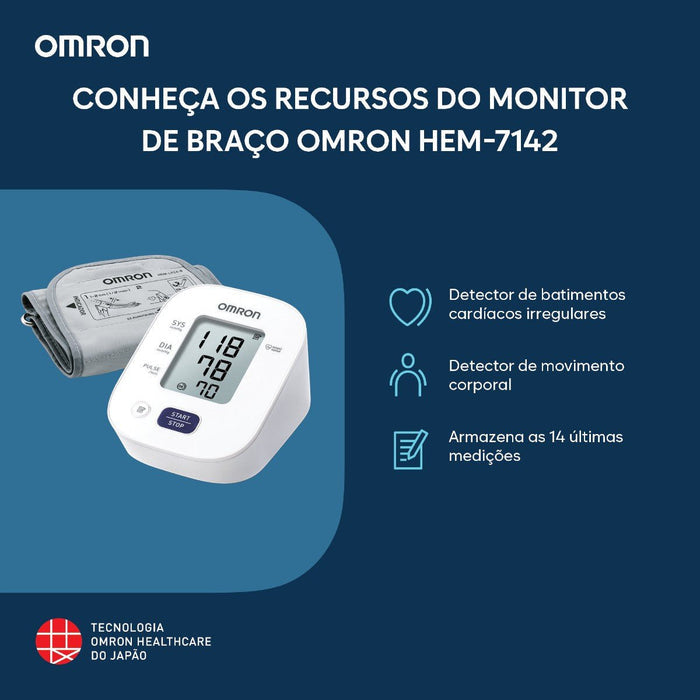 Monitor de Pressão Arterial de Braço Omron HEM-7142 - FisioStore