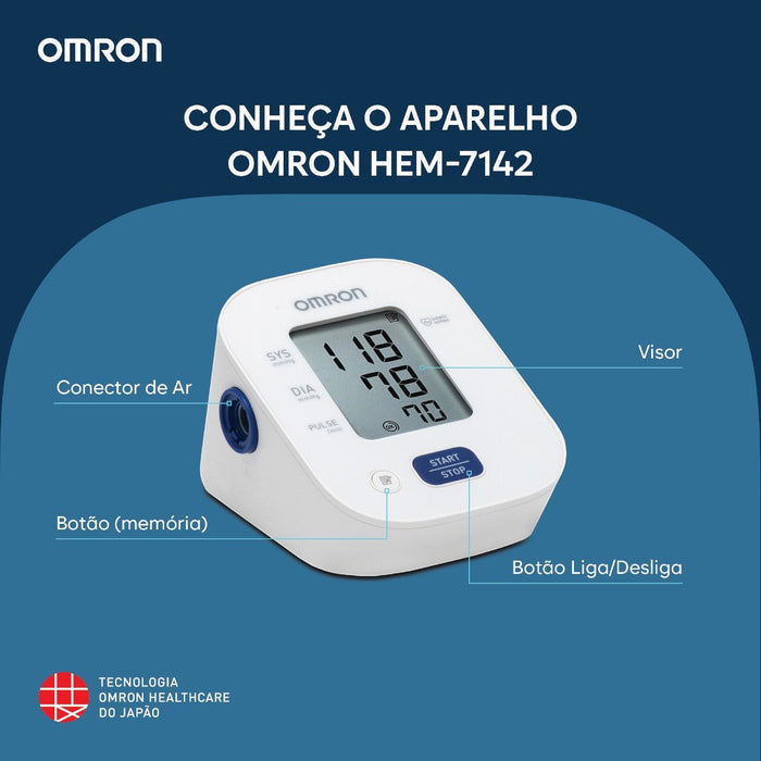 Monitor de Pressão Arterial de Braço Omron HEM-7142 - FisioStore