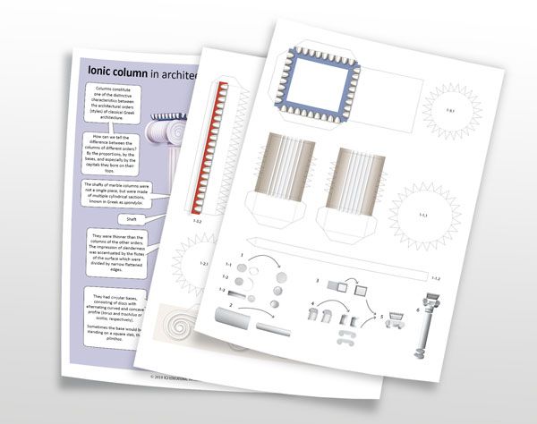 Monuments of Ancient Greece: Ionic Column (3D Educational Papercraft Kit) - Diavazo Greek Books