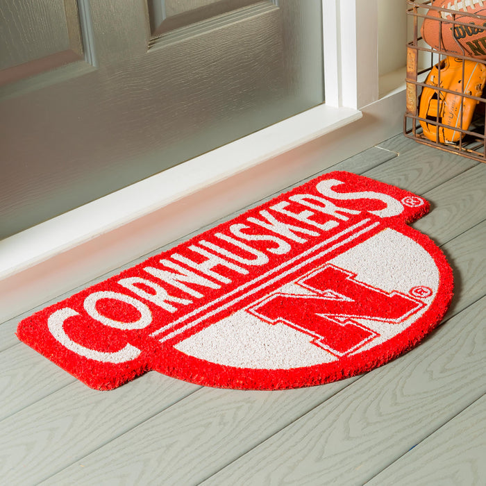 NCAA Team Shaped Coir Door Mat, Nebraska Cornhuskers
