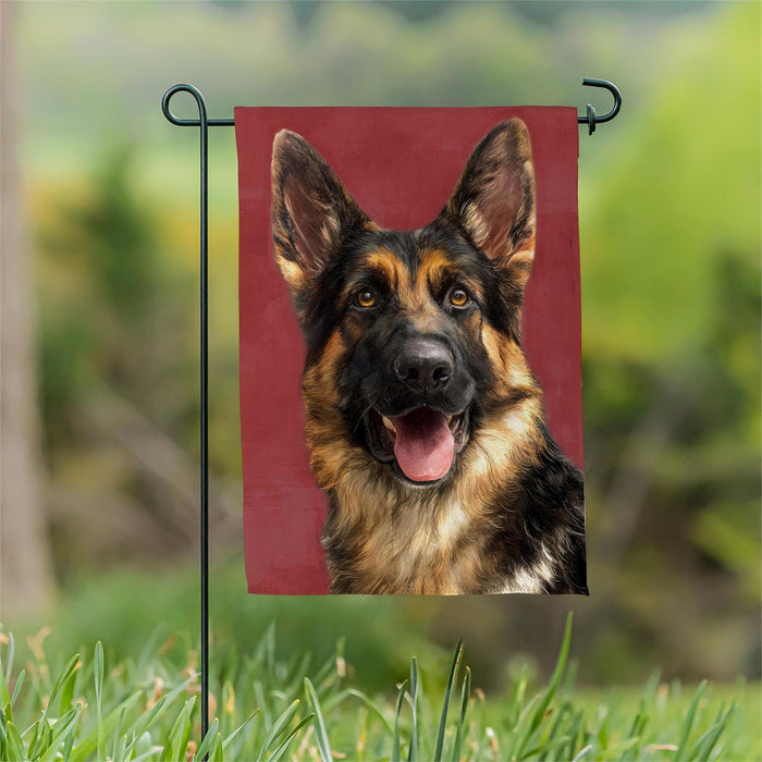 Pet Central  Photo Dogs, German Shephard Suede Garden Flag by Evergreen