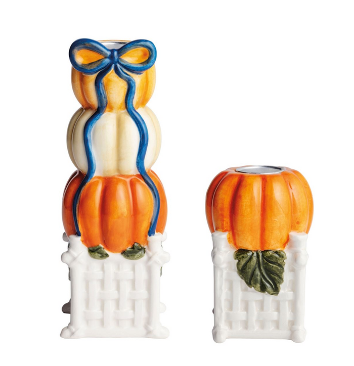 Pumpkin Topiary Taper Holder by Mud Pie