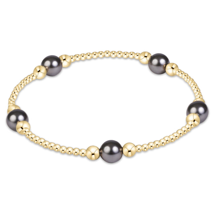 enewton Purpose Pearl Dark Grey 6mm Gold Bracelet