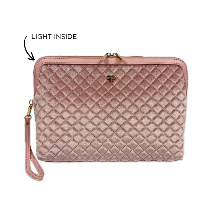 PurseN LITT Makeup Case - Blush Velvet Quilted - A. Dodson's